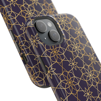 Gold and Purple Geometric Design Iphone Magnetic Tough Case