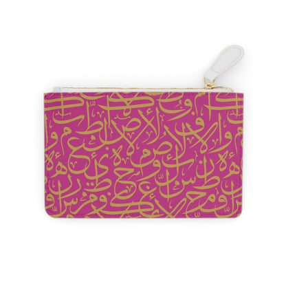 Pink and Gold Arabic Letters Mini Clutch Bag