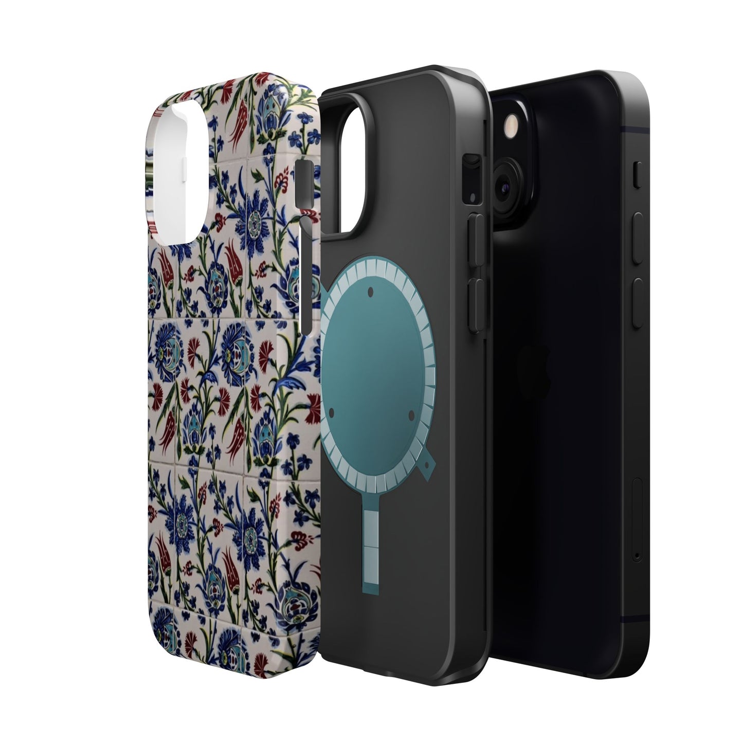 Blue ceramic Floral Design - Iphone Magnetic Tough Case