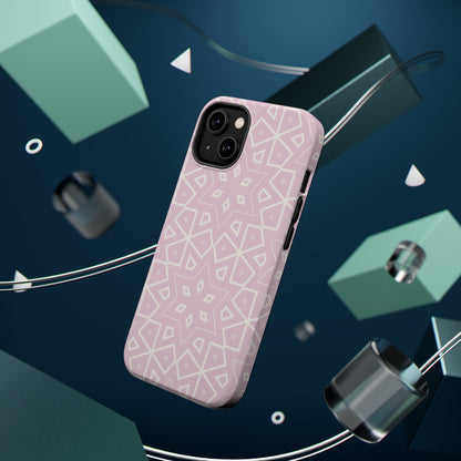 Pink and White Geometric Design Iphone Magnetic Tough Case