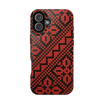 Red and Black Tatreez Design - Iphone Magnetic Tough Case