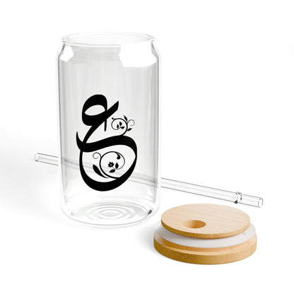 Arabic Letter “Ain” "ع" Monogram Sipper Glass, 16oz | Eco-Friendly Beverage Container | Perfect for Home, picnics, Gifts, and Parties