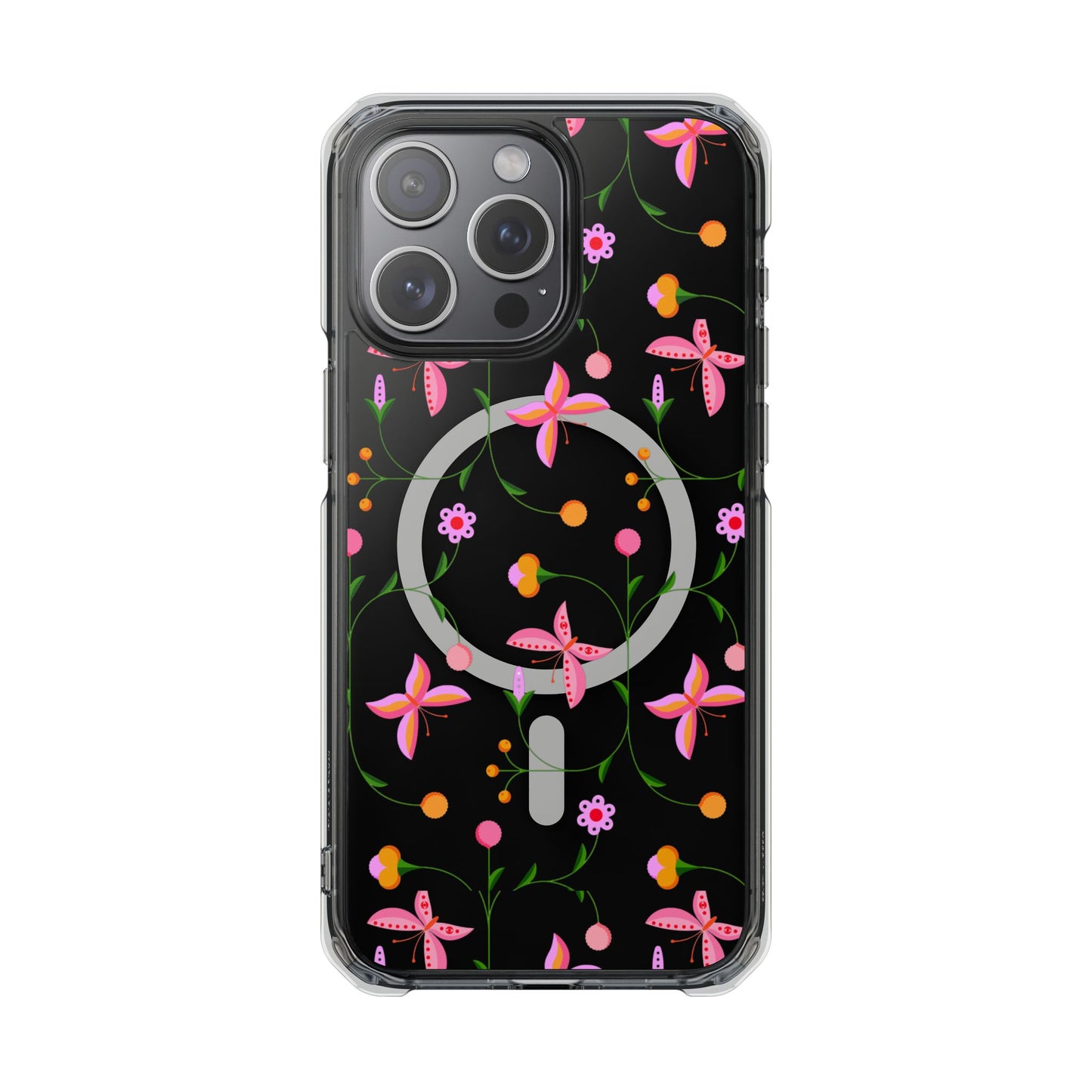 Pink Floral Garden  MagSafe Clear Phone Case