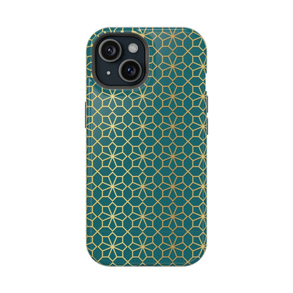 Gold and Green Flower Design - Iphone Magnetic Tough Case