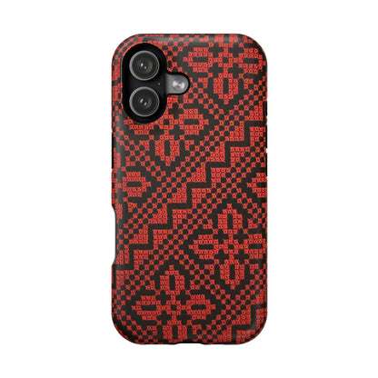 Red and Black Tatreez Design - Iphone Magnetic Tough Case