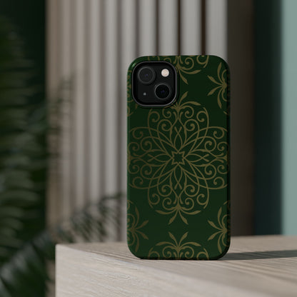 Gold and Green Flowery Design - Iphone Magnetic Tough Case