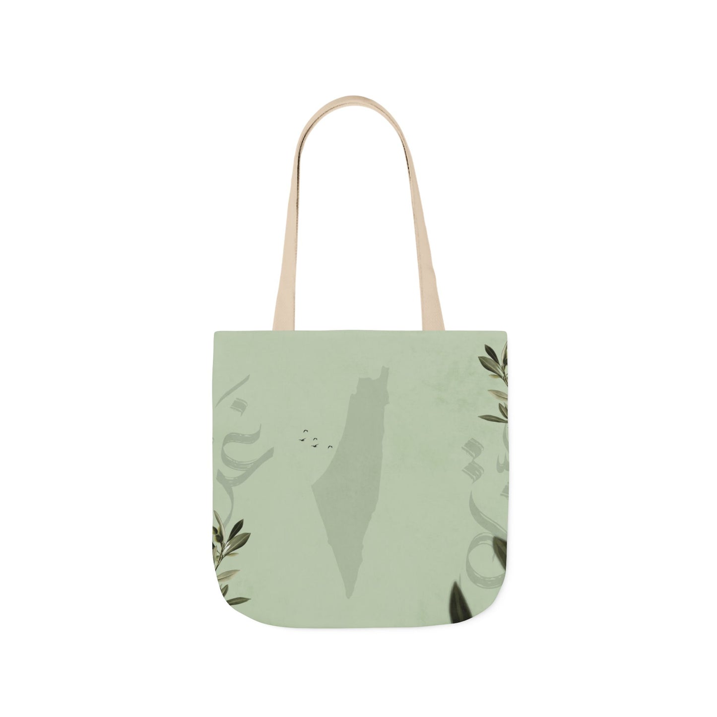 Olive Green Ghaza Letters  Tote Bag, 2-Color Straps