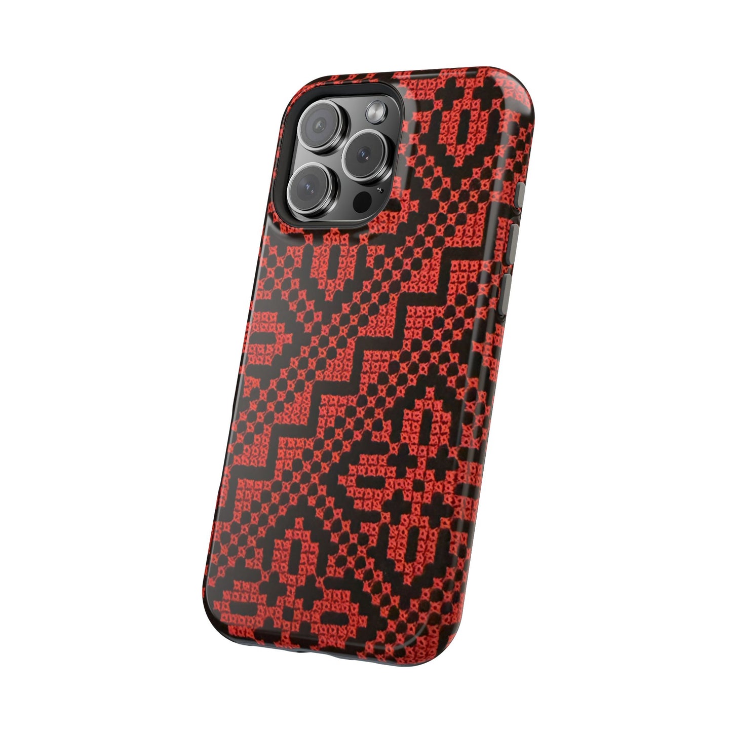 Red and Black Tatreez Design - Iphone Magnetic Tough Case