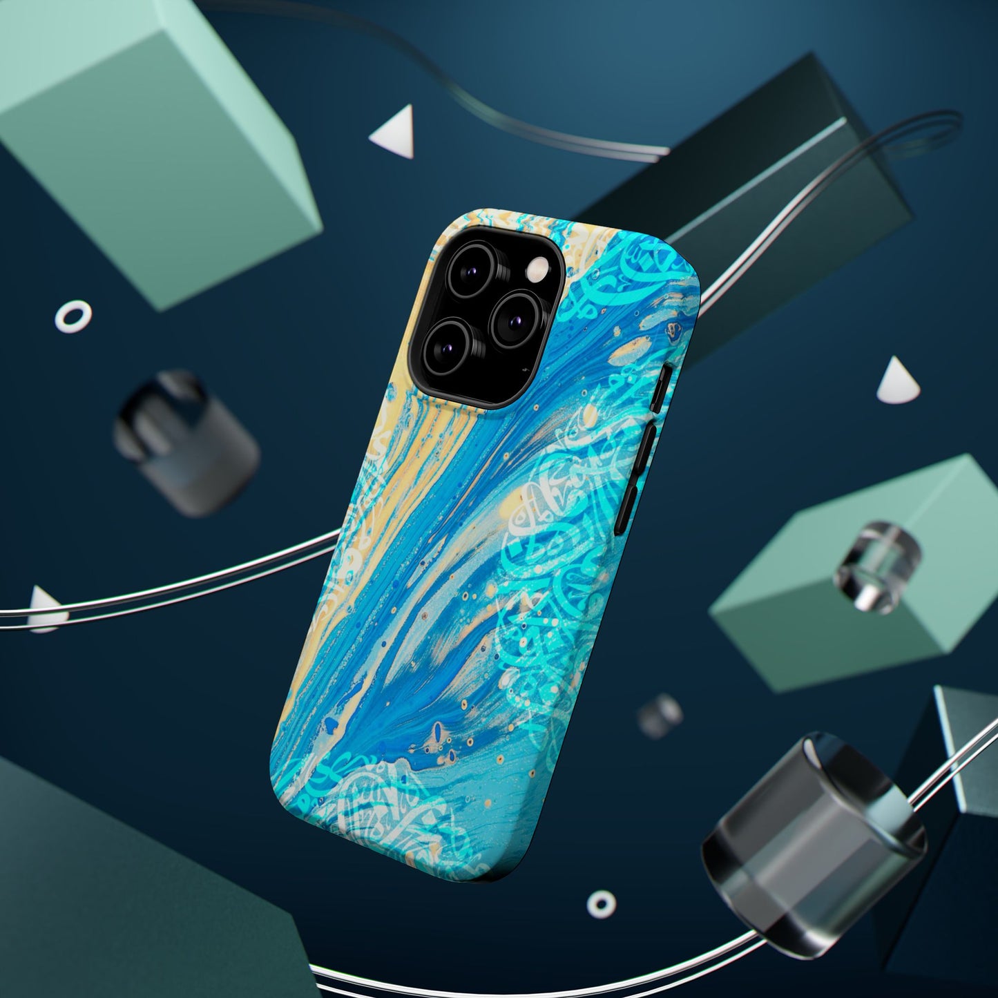 Arabic splash of Blue- Iphone Magnetic Tough Case