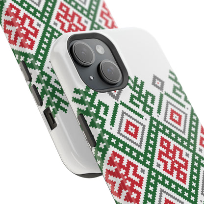 Red white Green and Black  Geometric Design Iphone Magnetic Tough Case