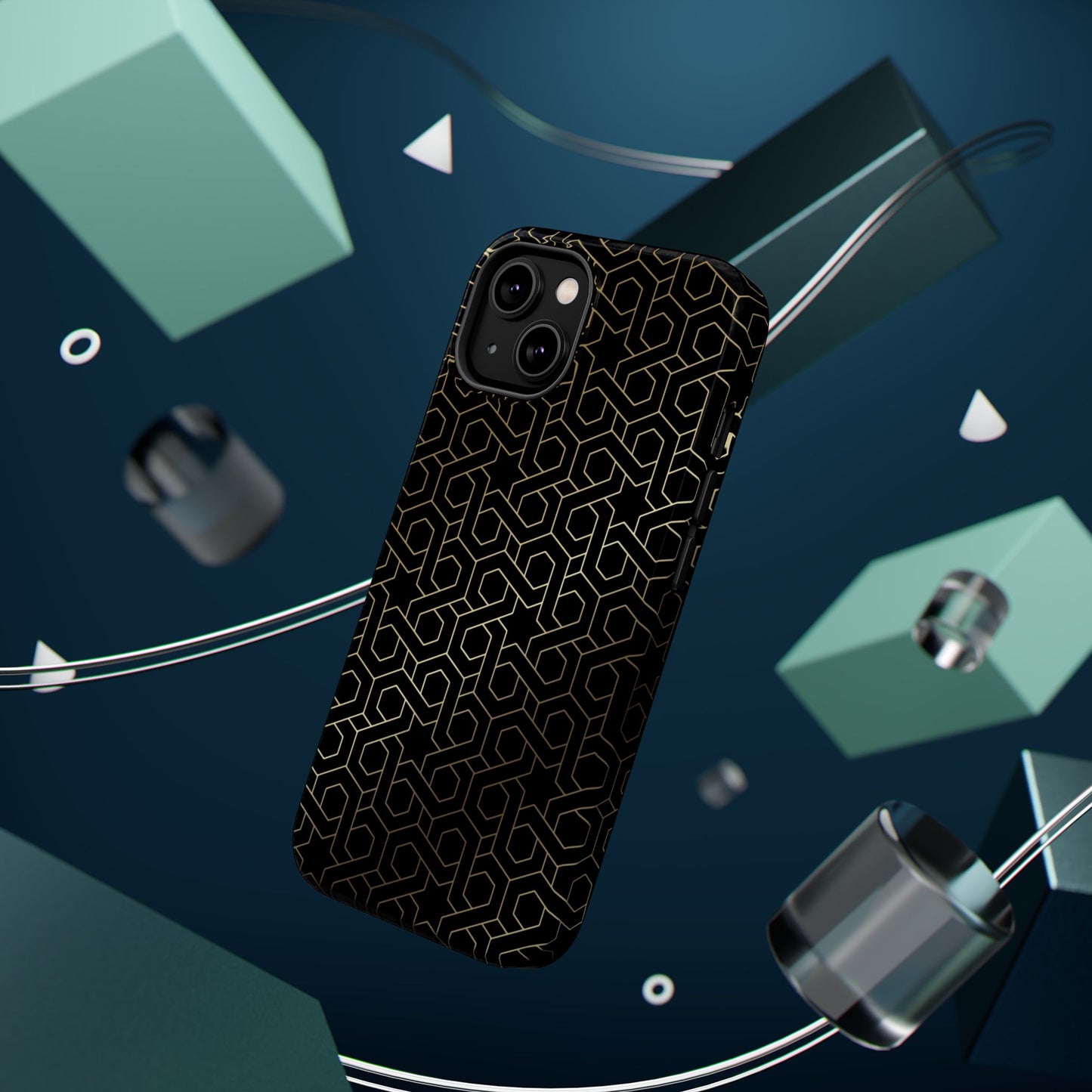 Black and Gold ⭐️ Geometric Design Iphone Magnetic Tough Case