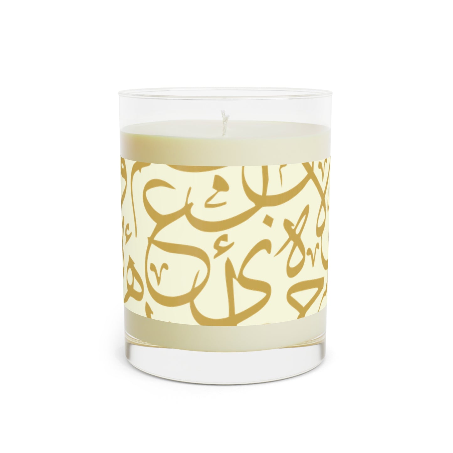 Beige and Gold Arabic Letters Festive Scented Candle - Eco Friendly 11oz