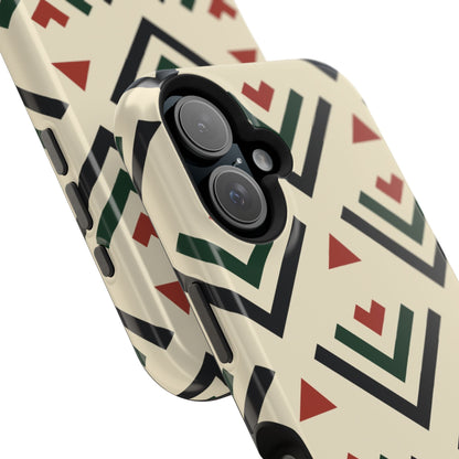 Red Black Green Geometric Design Iphone Magnetic Tough Case