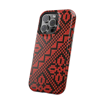 Red and Black Tatreez Design - Iphone Magnetic Tough Case