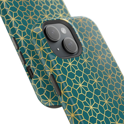 Gold and Green Flower Design - Iphone Magnetic Tough Case