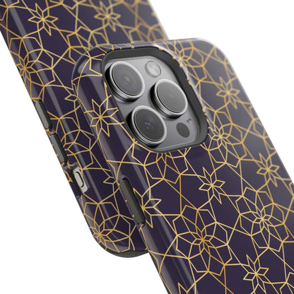 Gold and Purple Geometric Design Iphone Magnetic Tough Case
