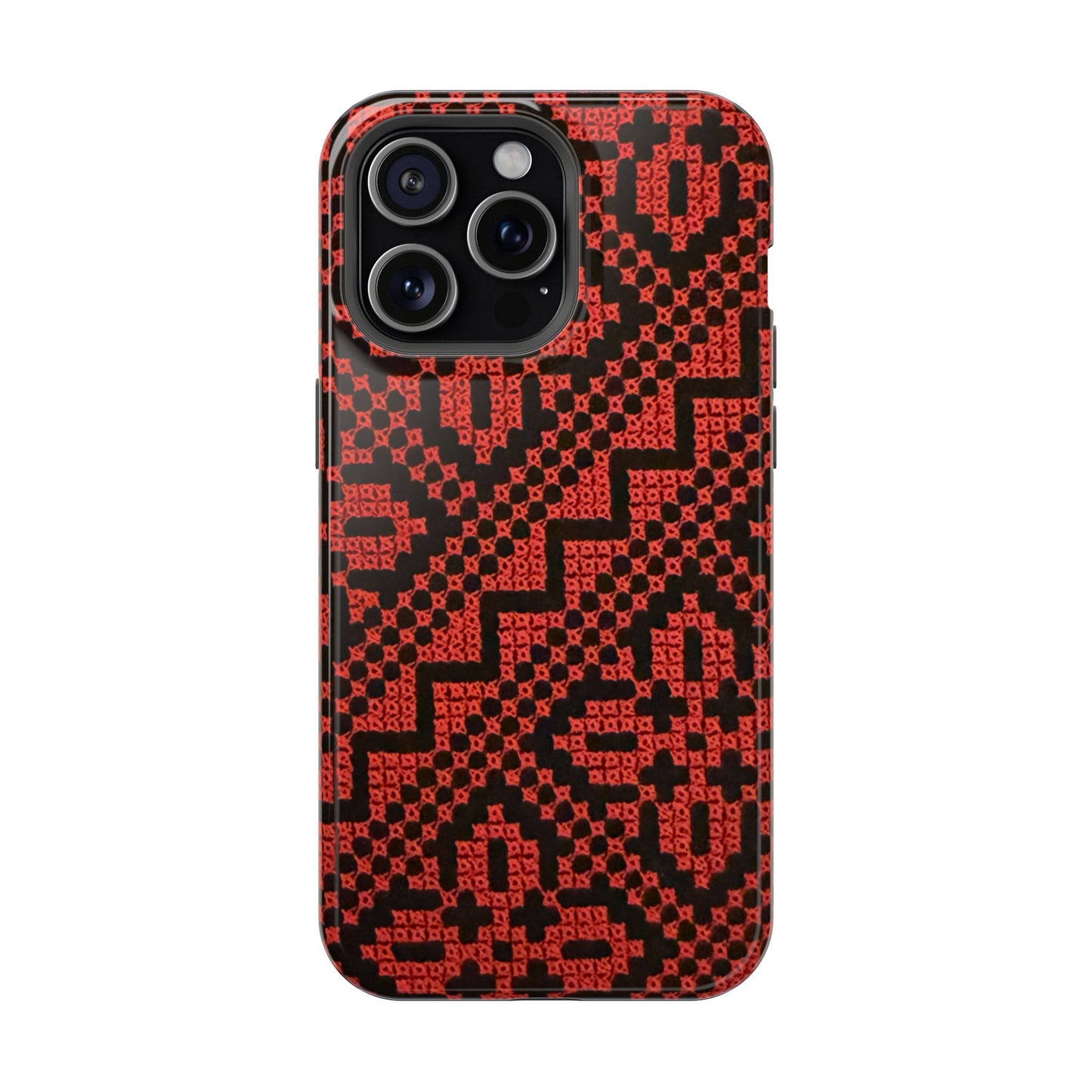 Red and Black Tatreez Design - Iphone Magnetic Tough Case