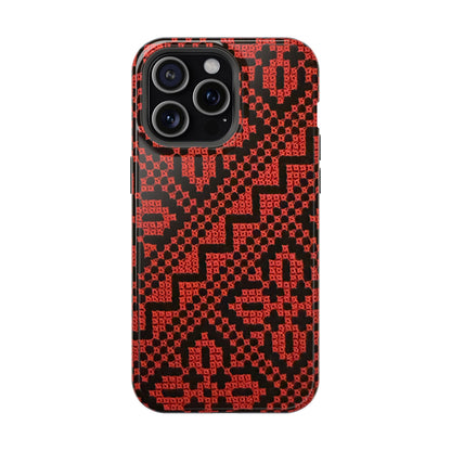 Red and Black Tatreez Design - Iphone Magnetic Tough Case