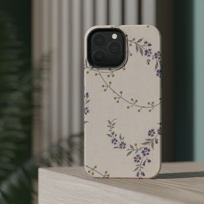 Purple Floral Design - Iphone Magnetic Tough Case