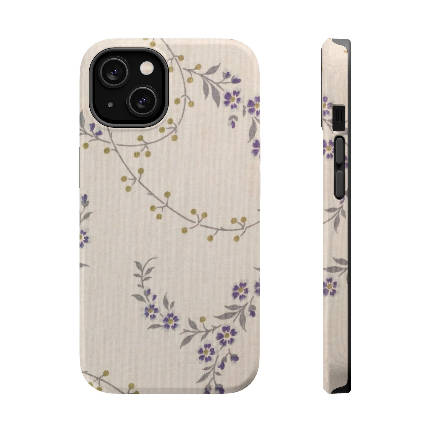 Purple Floral Design - Iphone Magnetic Tough Case