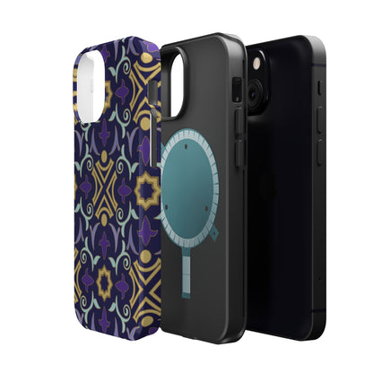 Geometric Purple and Gold Design Iphone Magnetic Tough Case