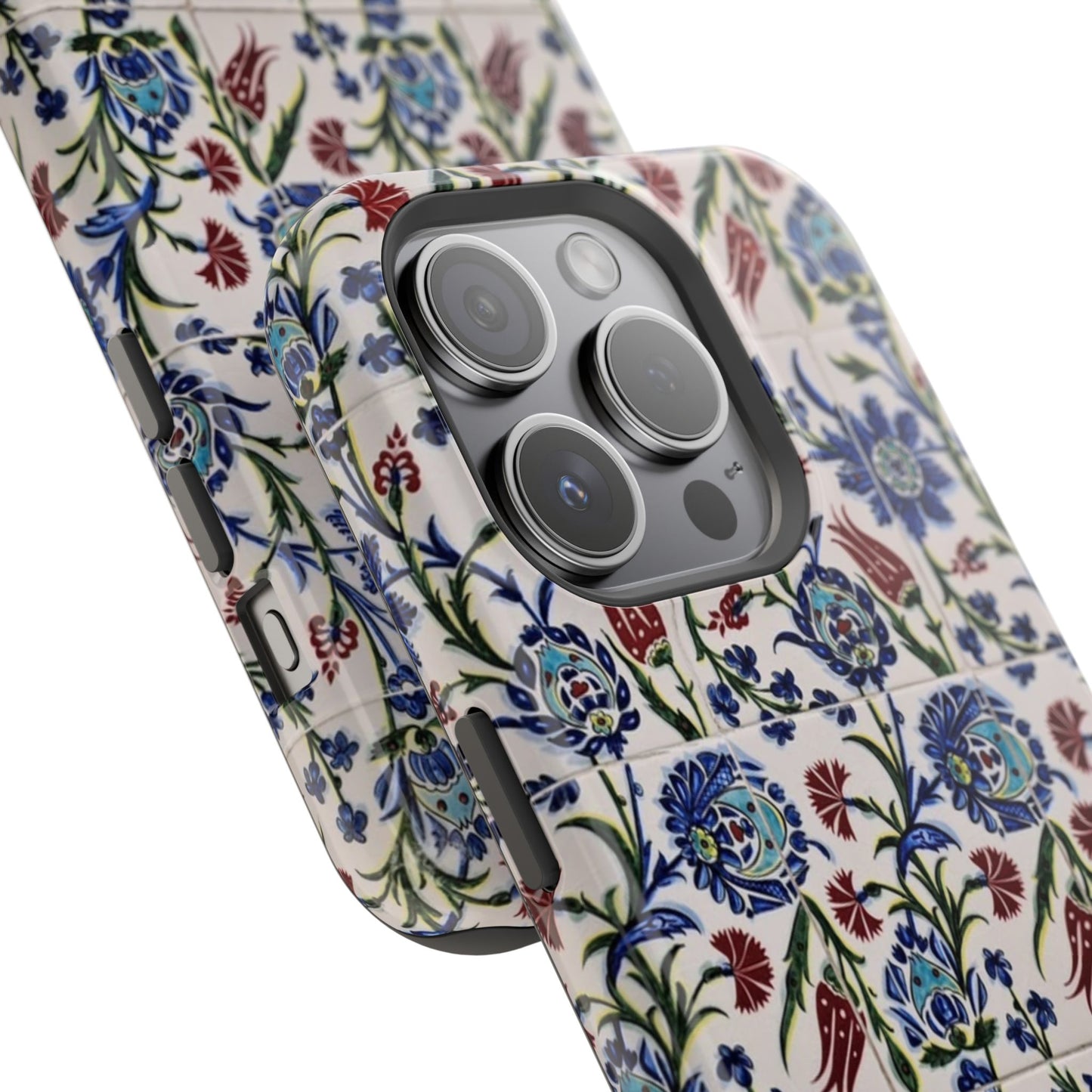 Blue ceramic Floral Design - Iphone Magnetic Tough Case