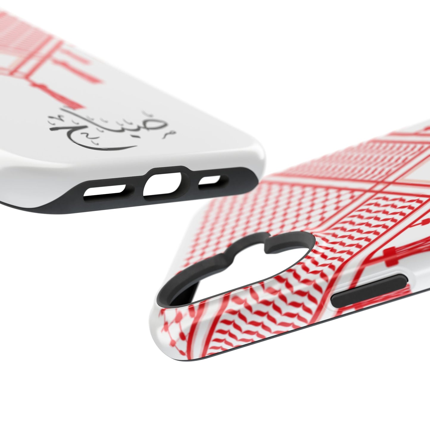Personalized Arabic Calligraphy - Iphone Magnetic Impact-Resistant Phone Case - Red and White Shmagh Design