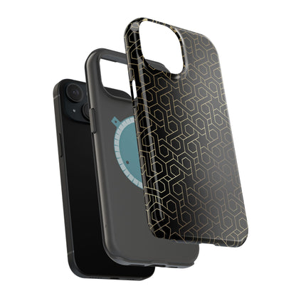 Black and Gold ⭐️ Geometric Design Iphone Magnetic Tough Case