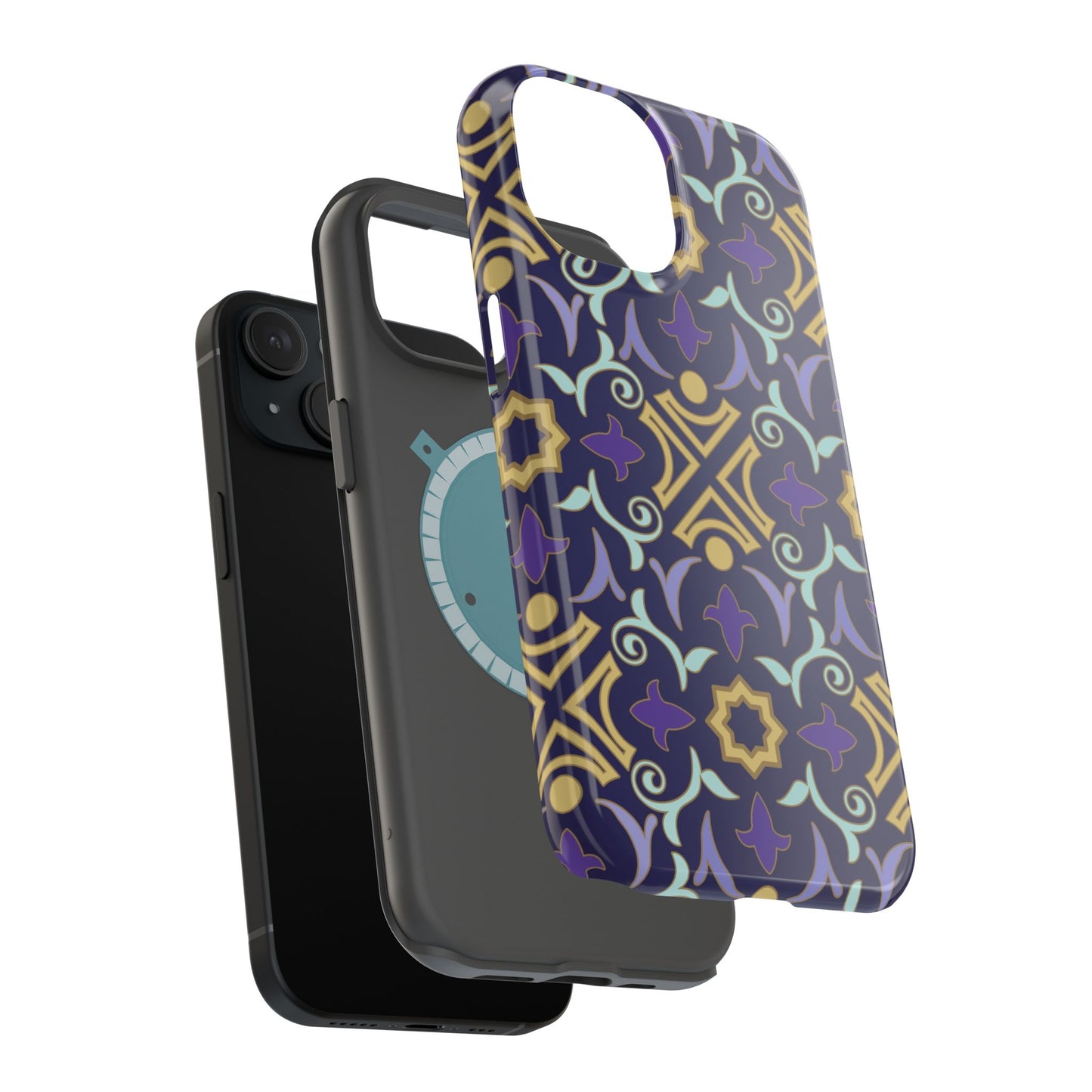 Geometric Purple and Gold Design Iphone Magnetic Tough Case