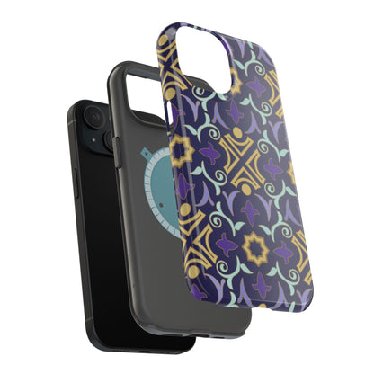 Geometric Purple and Gold Design Iphone Magnetic Tough Case