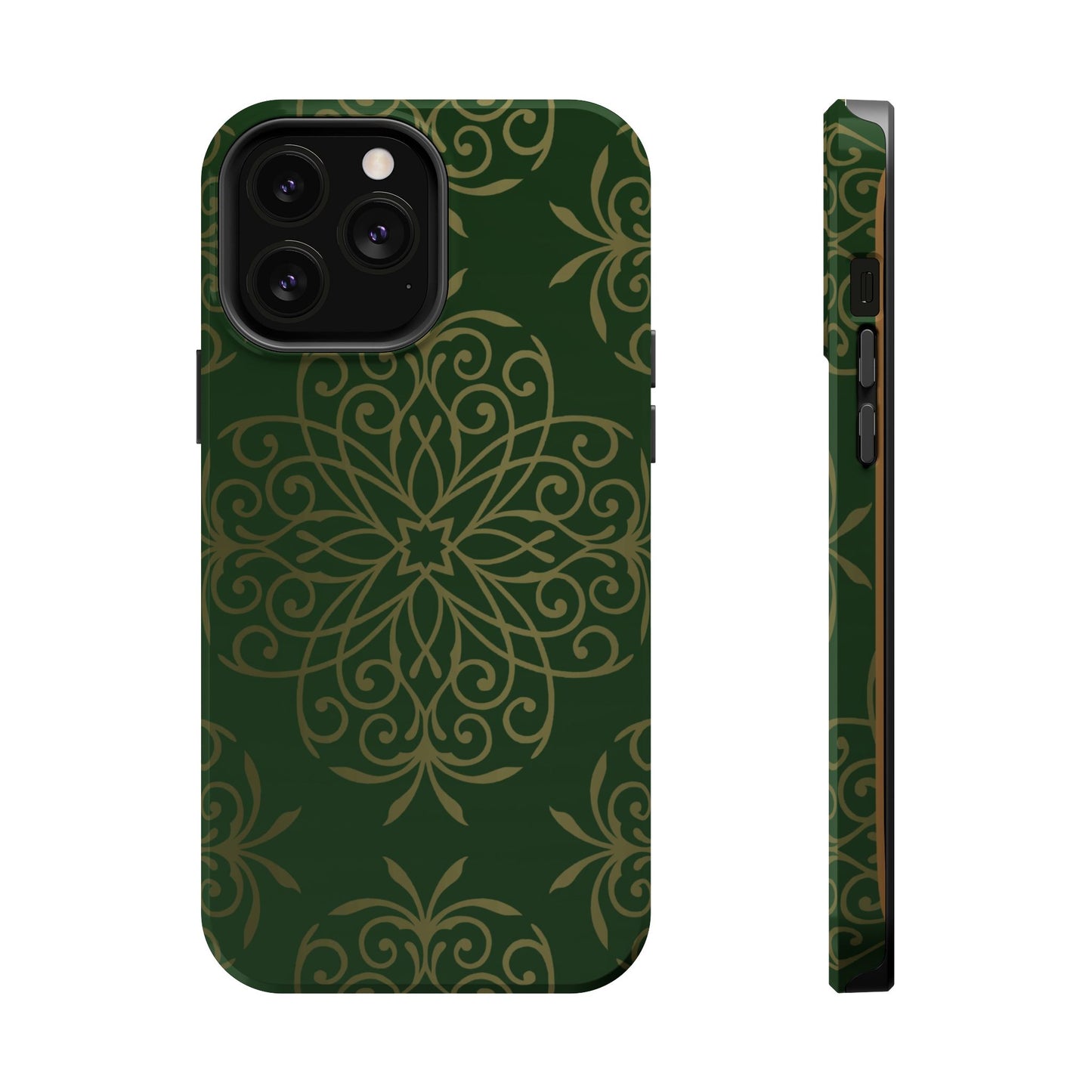 Gold and Green Flowery Design - Iphone Magnetic Tough Case