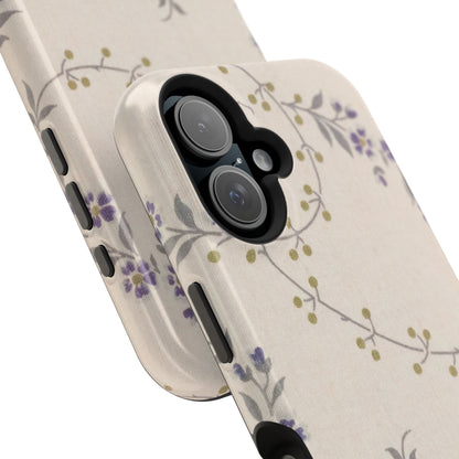 Purple Floral Design - Iphone Magnetic Tough Case