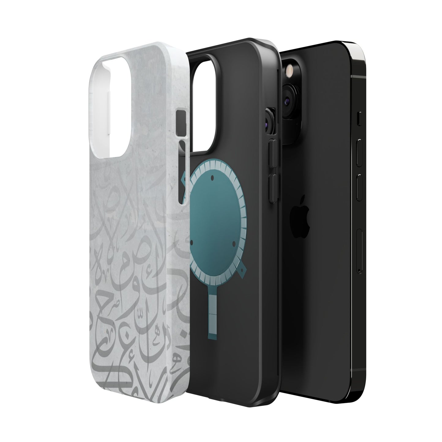 Arabic White and Grey Calligraphy Faded  Design - Iphone Magnetic Tough Case