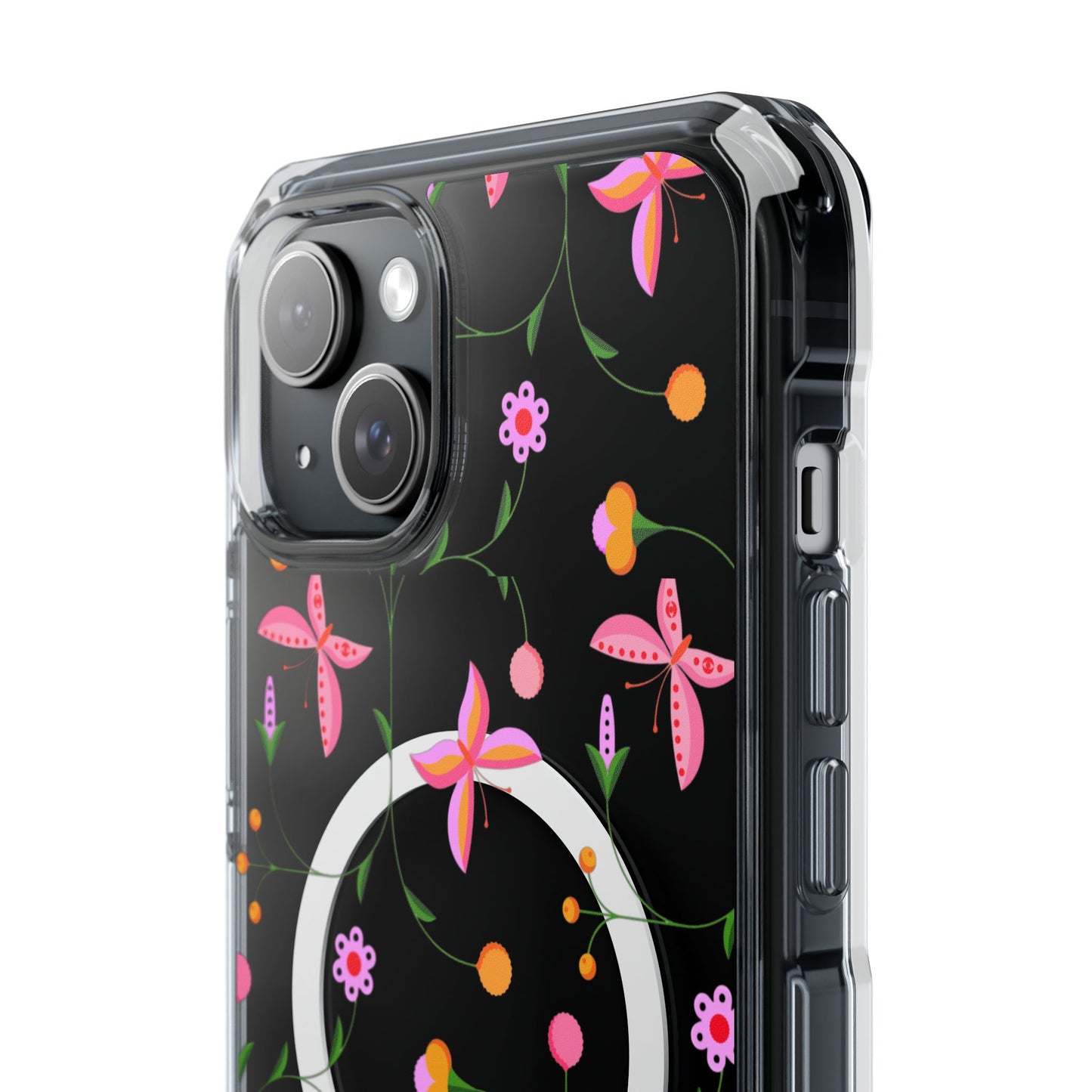 Pink Floral Garden  MagSafe Clear Phone Case
