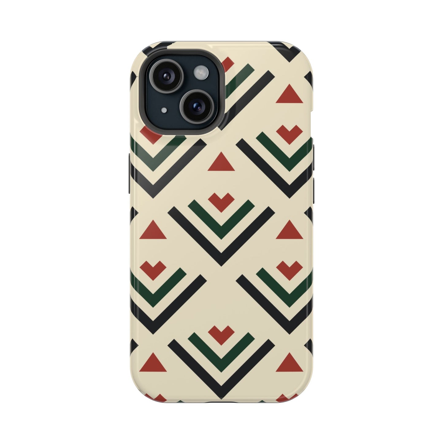 Red Black Green Geometric Design Iphone Magnetic Tough Case
