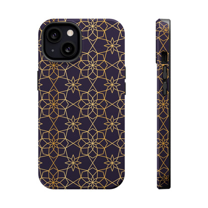 Gold and Purple Geometric Design Iphone Magnetic Tough Case