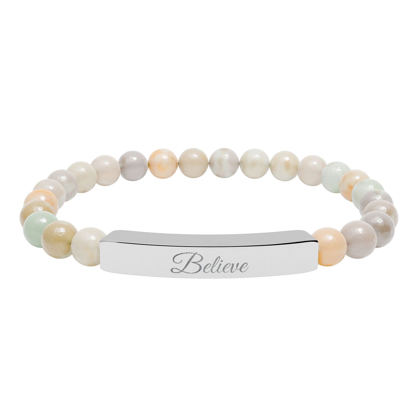 “Believe ” Engraved Natural Stone Bracelet - Meaningful Gift for Mindfulness and Style
