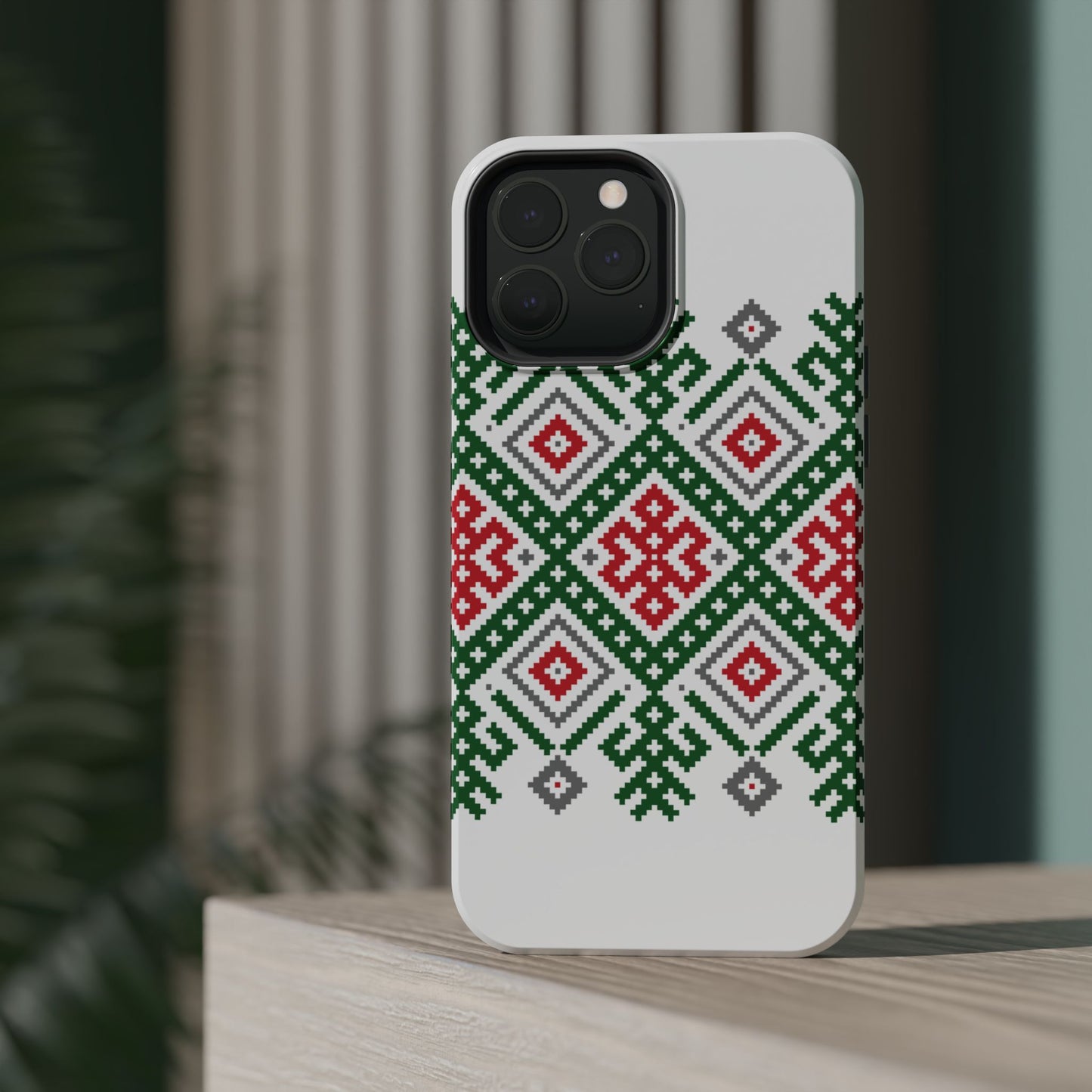 Red white Green and Black  Geometric Design Iphone Magnetic Tough Case