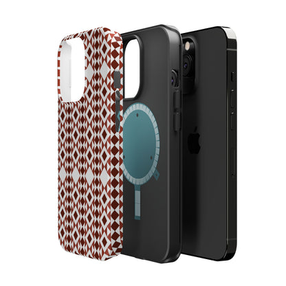 Red and White geometric Design Iphone Magnetic Tough Case