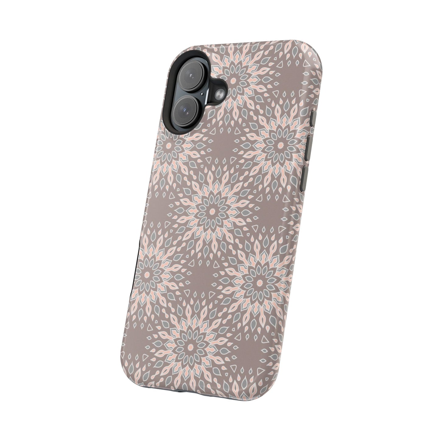 Beige Floral Design - Iphone Magnetic Tough Case