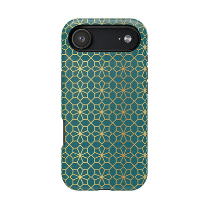 Gold and Green Flower Design - Iphone Magnetic Tough Case