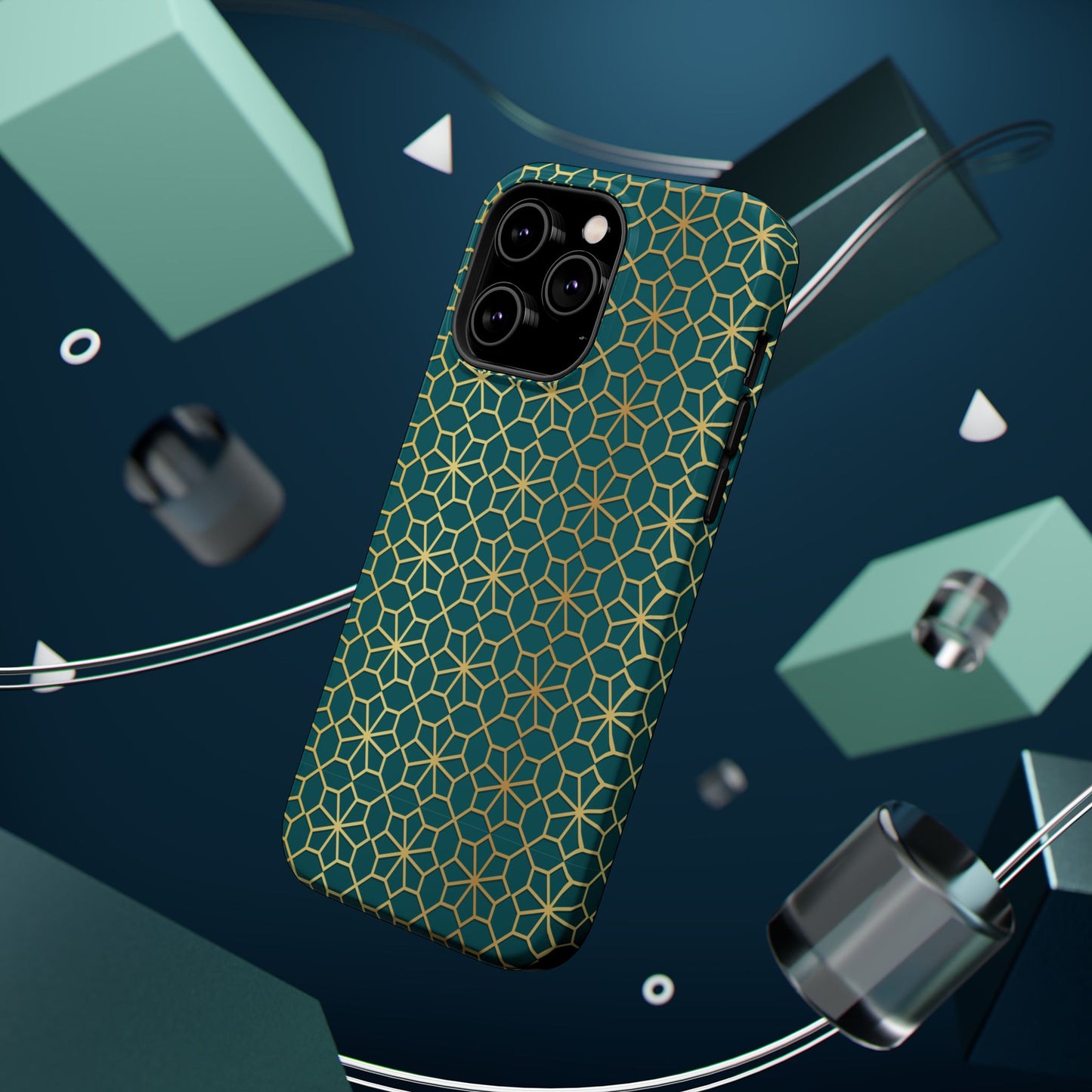 Gold and Green Flower Design - Iphone Magnetic Tough Case