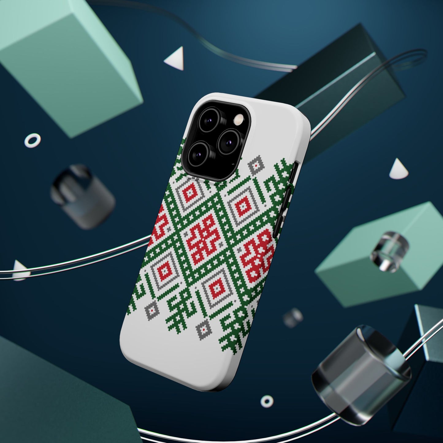 Red white Green and Black  Geometric Design Iphone Magnetic Tough Case