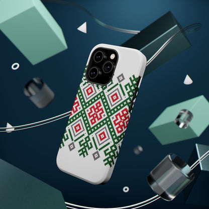 Red white Green and Black  Geometric Design Iphone Magnetic Tough Case