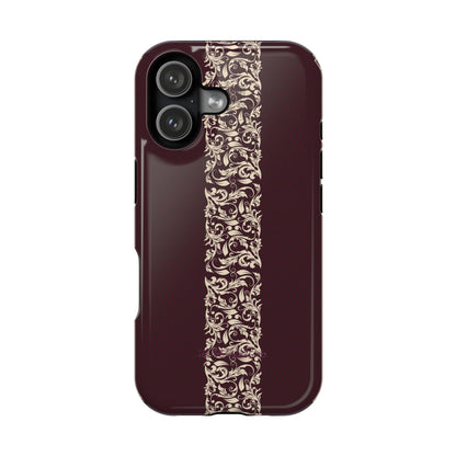 Red Dark and Beige geometric Design Iphone Magnetic Tough Case