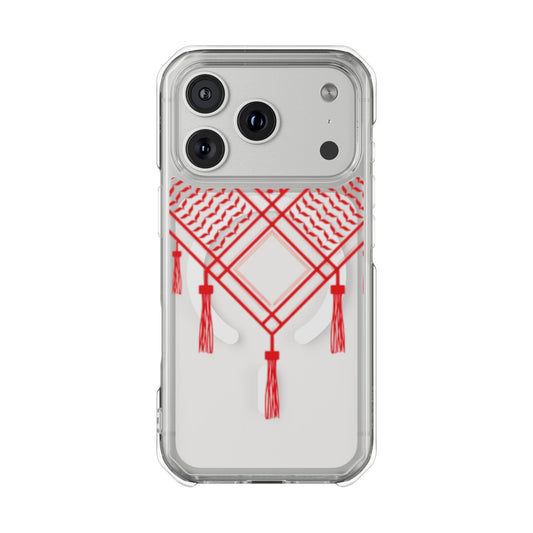 Red and White Shmagh/Hattah  MagSafe Clear Phone Case