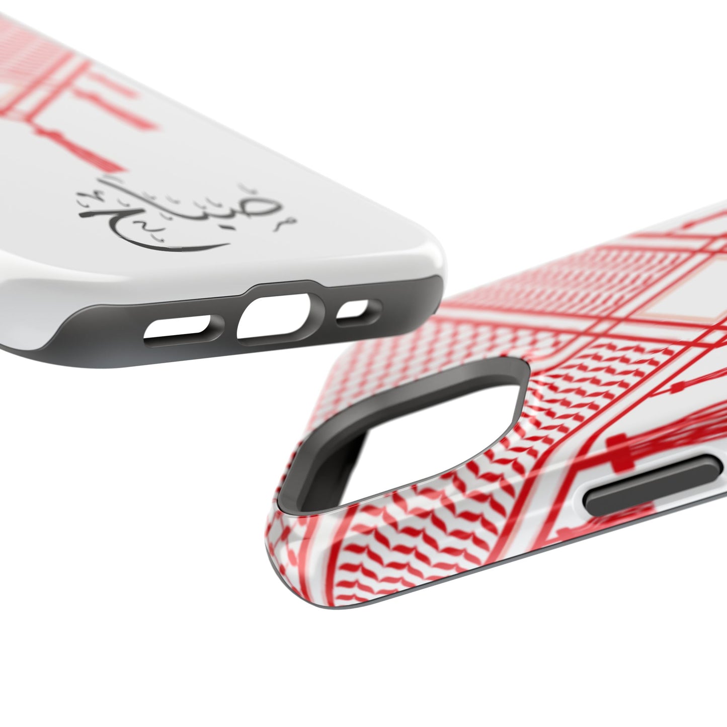 Personalized Arabic Calligraphy - Iphone Magnetic Impact-Resistant Phone Case - Red and White Shmagh Design