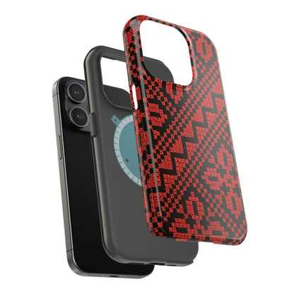 Red and Black Tatreez Design - Iphone Magnetic Tough Case
