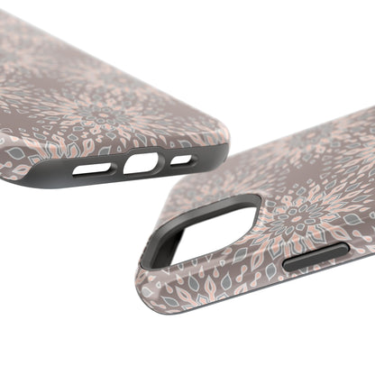 Beige Floral Design - Iphone Magnetic Tough Case