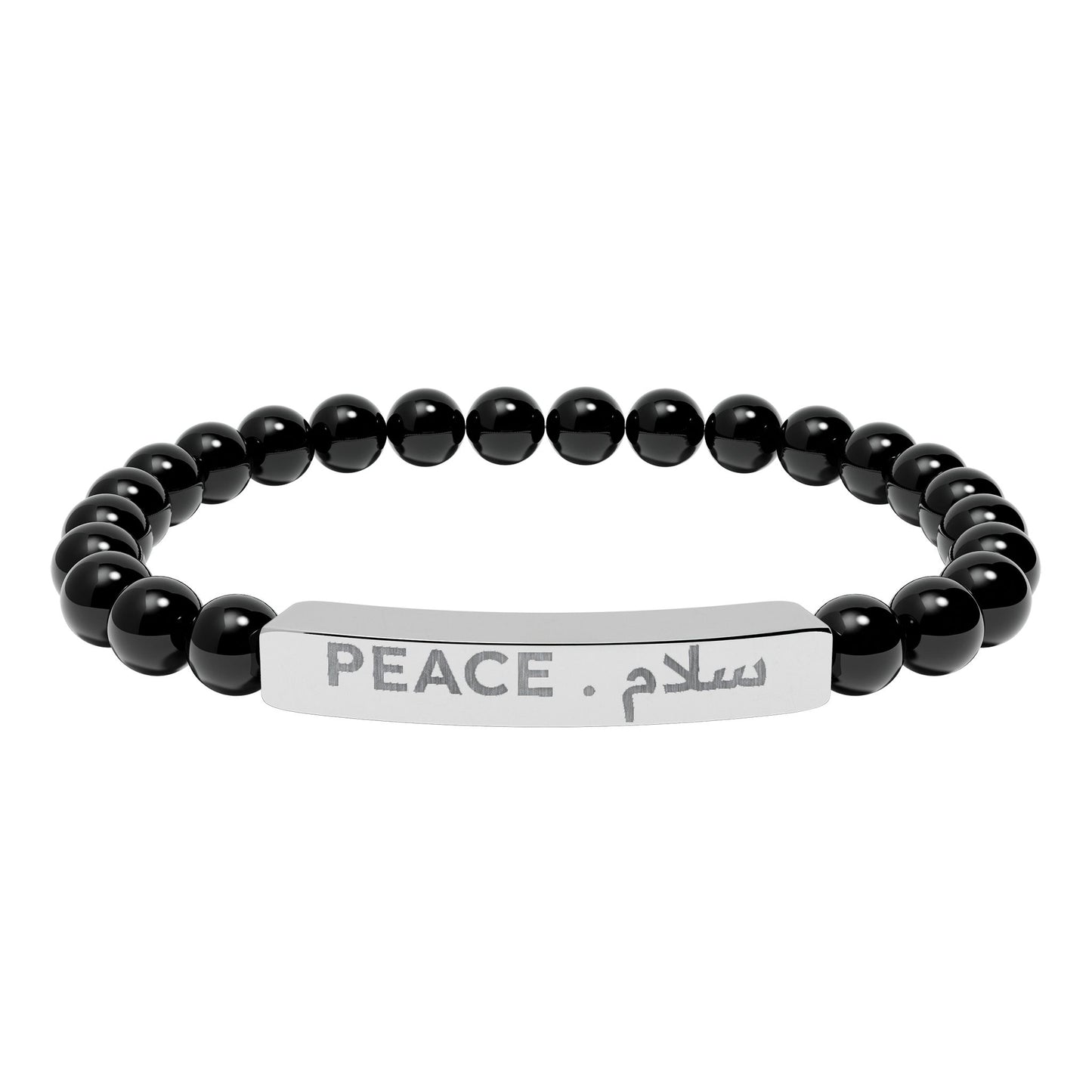 “Peace . سلام 🌍 ” Engraved Natural Stone Bracelet - Meaningful Gift for Mindfulness and Style